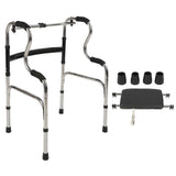 Folding Walker with PU Seat Stand Up Aids 6 Adjustable Height 2 Walking Modes Stainless Steel Walker for Elderly Disabled
