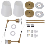 Wall Sconces Sets of 2 Hardwired Bathroom Vanity Light Fixture with White Lampshade E26 E27 Wall Lamp Holder 85?265V Gold