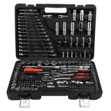 215Pcs Ratchet Wrench Set 1/4in 3/8in 1/2in Socket Set Tool Case Hand Tool Kits Box LPD00057