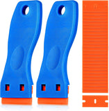 Plastic Razor Blade Scraper, 2pcs Scraper Tool With 60 Plastic Blades, Cleaning Scraper Remover For Stickers, Decals, Adhesives, Labels, Paint, Glass,