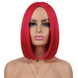 (red) Red Women's Short Straight Hair Women's Costume Wig Medium Section Shoulder Length Heat Resistant Colorful Wavy Bob Wig 1 Piece (yellow)