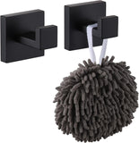 (black) Bath Towel Hook Square Wall Hook Bathroom Kitchen Garage Heavy Duty Wall Mount 1 Pack (pulled Hole - Square Hook - Matte Black)