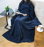 (Navy blue) High Quality Fleece Blanket With Sleeves For Women Men Adults Warm And Cozy Blanket Super Soft Cuffs Gift Ideas For Women Mother Wife 1 Piece (light P
