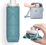 (green) Specially Designed Foldable Water Bottle Leakproof Valve Reusable Bpa Free Silicone Foldable Travel Water Bottle For Gym Camping Hiking Travel Sports