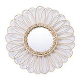 Hanging Wall Mirror Rattan Innovative Art Decor Flower Makeup Dressing Mirrors for Living Room Bedroom Bathroom