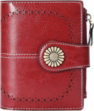 (Claret) Leather Women's Wallet Women's Wallet Zipper Women's Wallet Short Card Holder With 16 Card Slots Anti Rfid Wallet 1 Piece (wine Red)