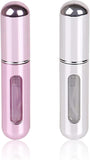 (Bright silver and bright pink) Refillable Mini Travel Fragrance Spray Bottle Portable Fragrance Spray Bottle Travel Size Bottle 5ml 2 Pack (shiny Silver. Shiny Pink 5ml)