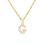 (G) Gold Zircon Letter Pendant Stainless Steel Chain 18k Gold Plated 26 Letter Necklacea