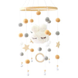 (White rabbit head) Mobile Baby Wind Suzuki & Felt Ball Cloud Crib Trailer (white)