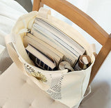 Chamomile Printed Canvas Bag Shopping Bag Shoulder Bag With Large Capacity