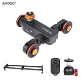 Andoer Camera Video Dolly Slider Kit with 3-wheel Auto Dolly Car 3 Speed Adjustable + 60cm/23.6in Track Rail Camera Slider + Flexible Ballhead Adapter