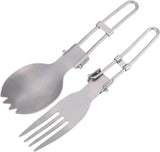 Faltbarer Gabellffel Tragbare Faltende Titan Lffel Gabel Faltende Campingausrstung 2pcs (gezahnter Lffel, Gabel)