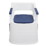 Portable Toilet Chair Foldable Armrest Soft PU Seat Bedside Commode Chair for Elderly Pregnant Women Blue