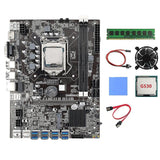 B75 8usb Btc Mboard+g530 Cpu+4g Ddr3 Ram+fan+ Pad+s Cable+sata Cable 8 Pcie A115