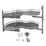 Blind Corner Cabinet Tray 2 Tier Height Adjustable Strong Load Bearing Cabinet Swing Pull Out Organizer Left Open