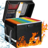 Fire proof file box with lock, fire proof file organizer portable file box with cover file security