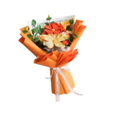 (Yellow) 17.7inch Crochet Flowers Knitted Bouquet Handmade for Best Friend Girlfriend Red