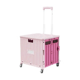 (Pink) Folding Shopping Cart 45 L Capacity for Fishing Grocery Buying Daily Storage Green