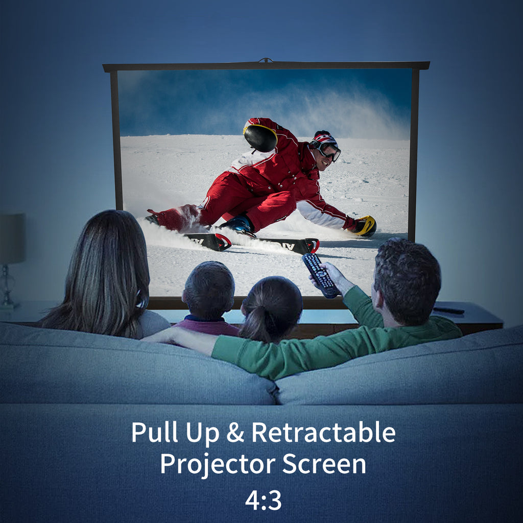 40 Inch Portable Projector Screen Tabletop Stand Screen Suit for 4:3 Projection Pull Up Retractable for Telephoto Projectors