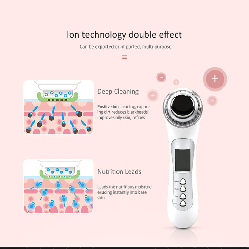 3MHz Ultrasound Face Massager Ion LED Photon Therapy Skin Rejuvenation Facial Lifting Anti-aging Acne Remover Beauty Care Tool