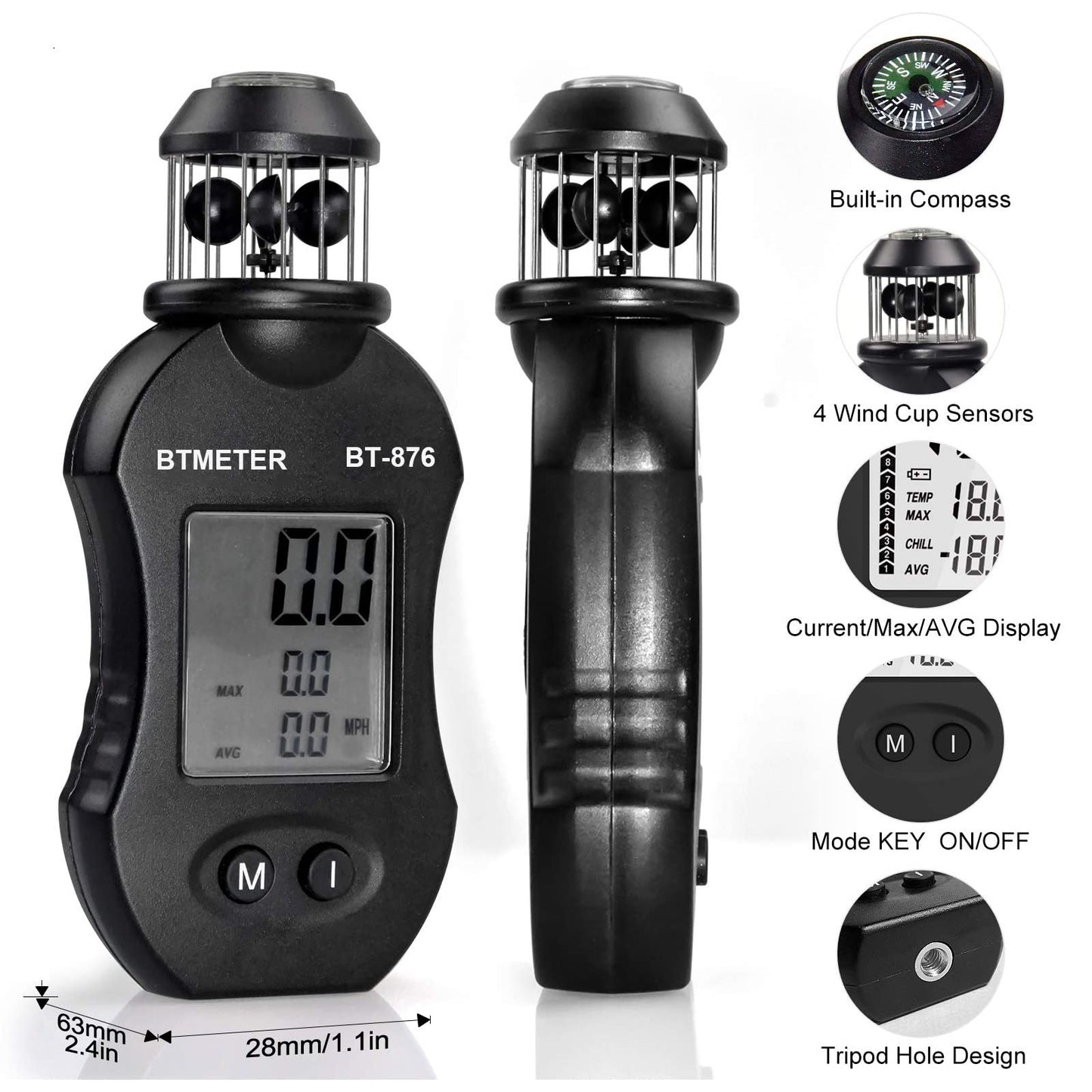 (Newest Anemomete) Digital Cup Anemometer Air Flow Meter for Measuring Air Speed Air Volume for HVAC Vents,Shooting,Boat Sailing