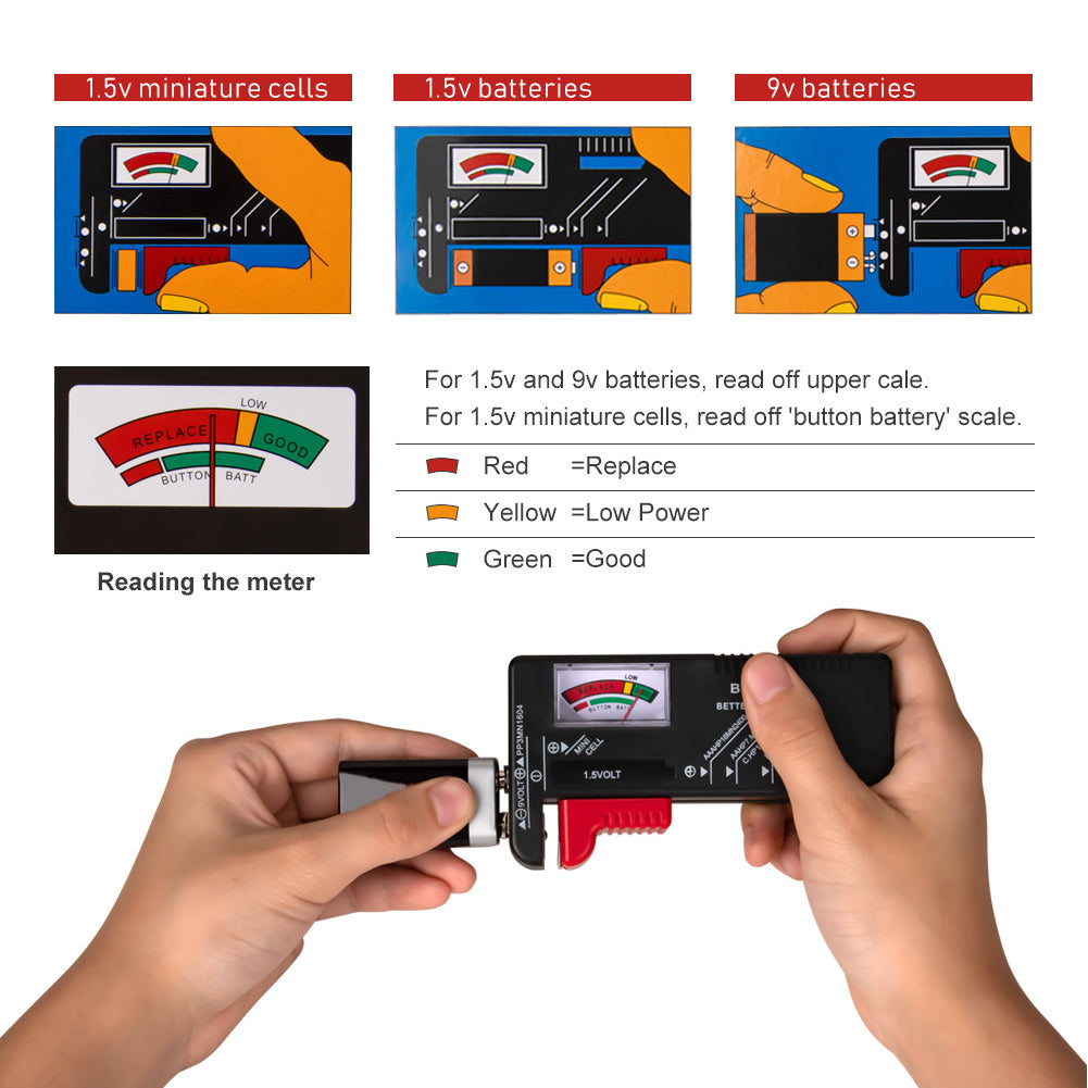 Battery Capacity Tester BT-168 Pointer Type Power Tester 1.5V Miniature Cells For AAA/AA/ C/D/9V Batteries Measuring Tools