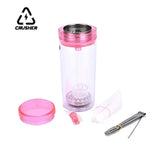 CRUSHER Portable LED Smoking Grass Pipe Hookah Cup Built in Filtered Water Pipes Cigarette Holder Set Gadgets for Men