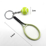 12 Pcs Key Racket Mini Fashionable Tennis Ball Split Ring Keychain For Sport Lovers Team