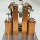 Metal Hot Double Cylinder Stirling Engine Model Educational Scientific Power Generation Experimental Toys