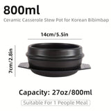 1pc Dolsot Bibimbap Earthenware Stone Bowl, Korean Cooking Soup Ceramic Pot, Donabe Pot With Heat-Resistant Tray