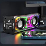 V8 Transparent Speakers Bluetooth 5.0 Wireless Double Bass Diaphragm Subwoofer Music TWS RGB Light Mini Party Loudspeaker