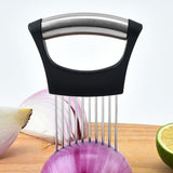 Stainless Steel Pin Slicer with Anti-Slip Handle - Slice Holder & Food Slicers Assistant for Onion, Potato, Lemon