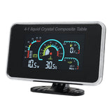 4 In 1 LCD Gauge Water Temperature+Oil Pressure+Fuel Level Gauge+Voltmeter with Sensor 1/8NPT for Universal Truck Car 12V 24V