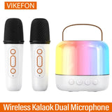 Y6 Wireless Dual Microphones Karaoke hine KTV DSP System Bluetooth 5.3 PA Speaker HIFI Stereo Surround RGB LED Light