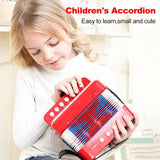 7 Keys 2 Bass Small Accordion Educational Musical Instrument Christmas Birthday Gift Toddlers Beginners