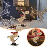 Ski Lawn Decorations 3d Glowing Reindeer Ornaments with Led Lights for Christmas Decoration