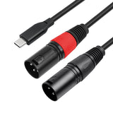 Bochara Type C Input To Dual XLR Male Output OFC Audio Cable For Speakers Amplifier Mixer