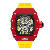 PINTIME Mechanical Man Watches Classic RM Luxury Design Automatic Visable Wristwatch 12 Color Causal Men Watch Rubber Strap Belt