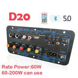 D10 Bluetooth Audio Amplifier Board 30-120W Subwoofer Dual Microphone AMP Module for 4 ohms 8-12 inch Speaker 12/24V 110/220V