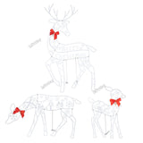 3PCS Handmake Iron Art Elk Deer Christmas Garden &LED Light Glowing Glitter Reindeer Xmas Home Outdoor Yard Ornament Decor