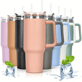 1pc Reusable Vacuum Tumbler With Straw 30oz/40oz - Double Layer Stainless Steel Insulated Drinking Cup, Car Handy