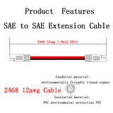 12AWG 100cm Extension Cable to Quick Disconnect Wire Harness SAE Connector for Solar Panel Battery Cars Tractor