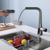 Household Rotating and Stretchable Digital Display Faucet, Waterfall Multifunctional Pull Kitchen Sink Faucet
