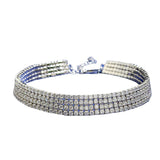High Carbon Four Rows Full Rhinestone Couple Bracelet Sterling Silver
