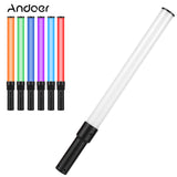 Andoer D2 Handheld RGB Tube LED Video Light Wand 2500K/5500K/8500K Dimmable Built-in Battery for Vlog Live Streaming