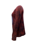 Women's Casual Fashion V-neck Pull Printed Long-sleeved Top T-shirt