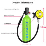 Scuba Diving Oxygen Tank 1L Cyder Underwater Breather for with Breathing Vae A Set