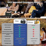 12000mAh Emergency Portable Radio - Hand Crank Solar, AM/FM/NOAA, with Flashlight & Reading Lamp