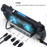 Docking Station Compatible with Fan Steam Deck 11in1 HD2.0 4K@60Hz Gigabit Ethernet USB 3.0 Charging USB-C for ROG Ally