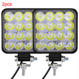 2Pcs 48W Square Bright LED Spotlight Work Light SUV Truck Driving Fog Lamp for Car Repairing Hiking Backpacking Fishing